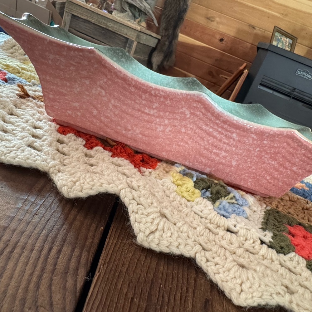 Vintage Hull Pink and Green Ceramic Planter